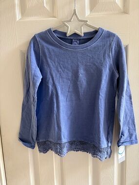 Carter's Blue Long-Sleeve Tee with Lace Hem